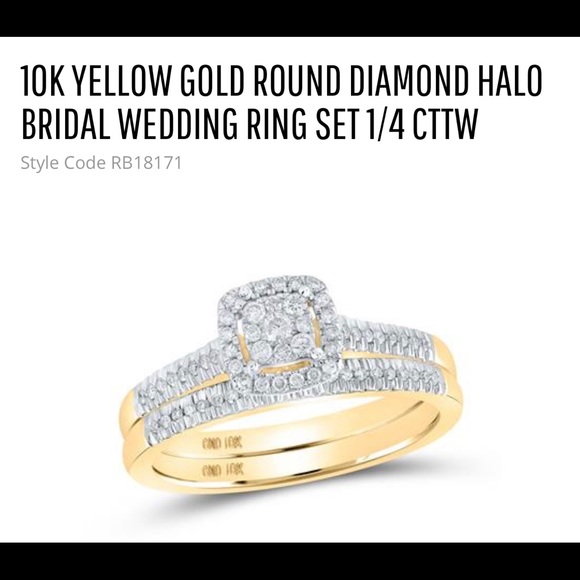 10k gold Bridal Engagement ring set SEE VIDEO REAL diamond Not cz not moissanite - Picture 6 of 11